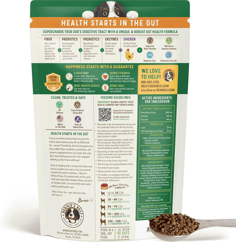 Bernie's Perfect Poop 4-in-1 Dog Digestion Supplement, Chicken, 30 oz