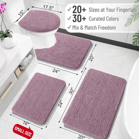 OLANLY Small Bathroom Rugs 24x16, Extra Soft Absorbent Chenille Bath Rugs