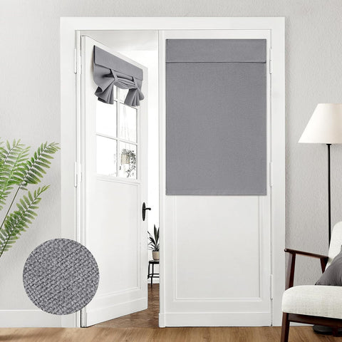 HOMEIDEAS 100% Blackout Linen Door Curtains for French Door 30x40 Inch