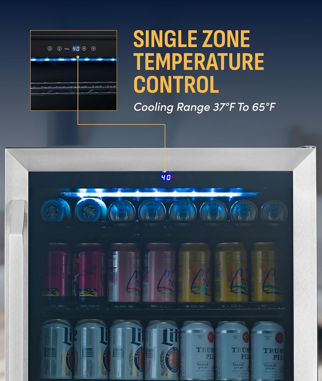 NewAir 24" Single Zone Beverage & Wine Fridge | Beverage & Wine Refrigerator for 49 Bottles or 179 Cans | Freestanding or Built-In Under Counter Mini Fridge for Beer, Wine & Soda | Stainless Steel