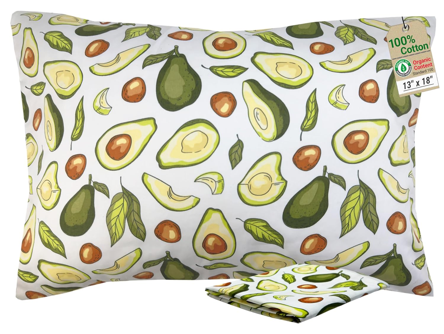 ZPECC Toddler Pillow with Organic Cotton Pillowcase - 13x18, Avocado