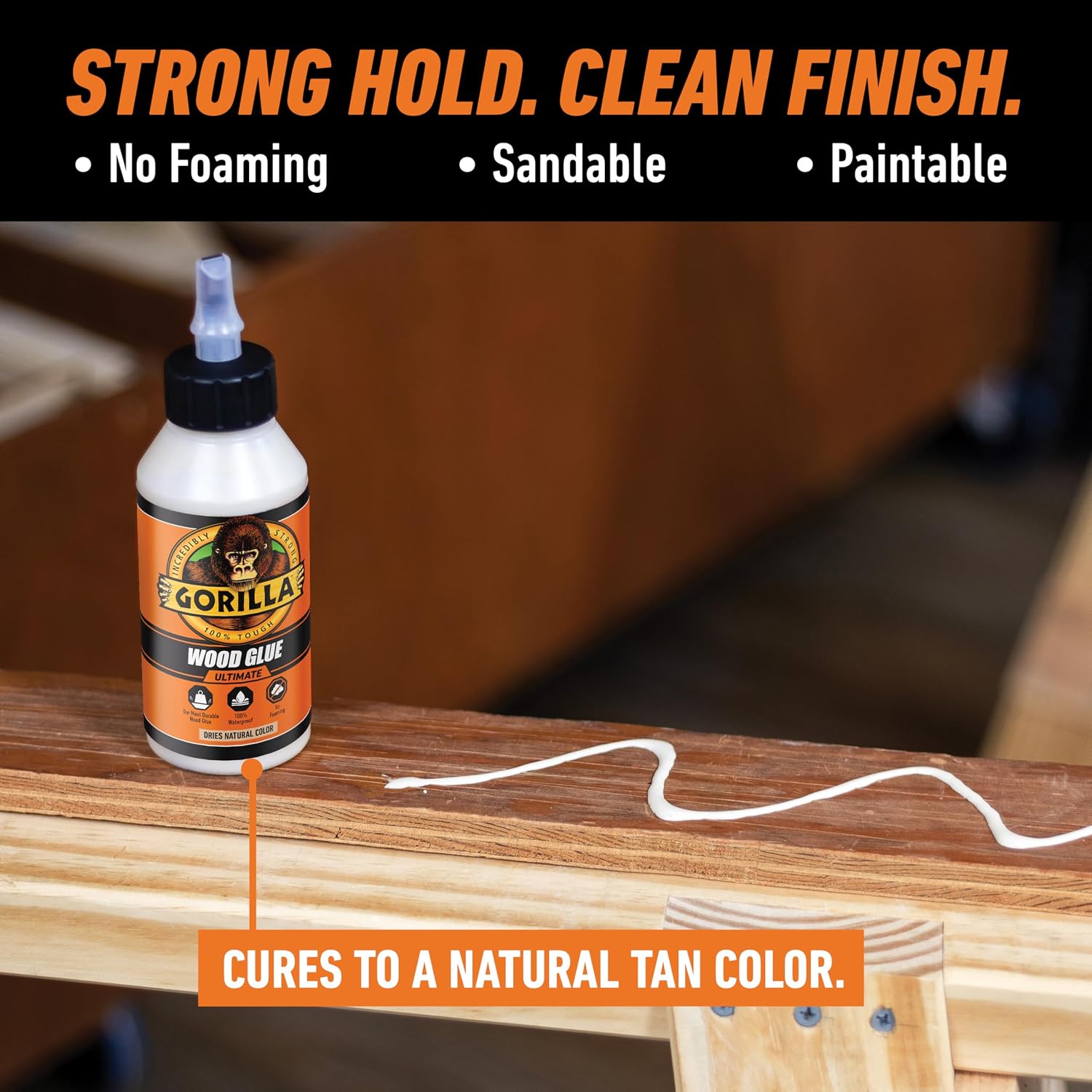 Gorilla Ultimate Waterproof Wood Glue, Natural Color, 8 oz