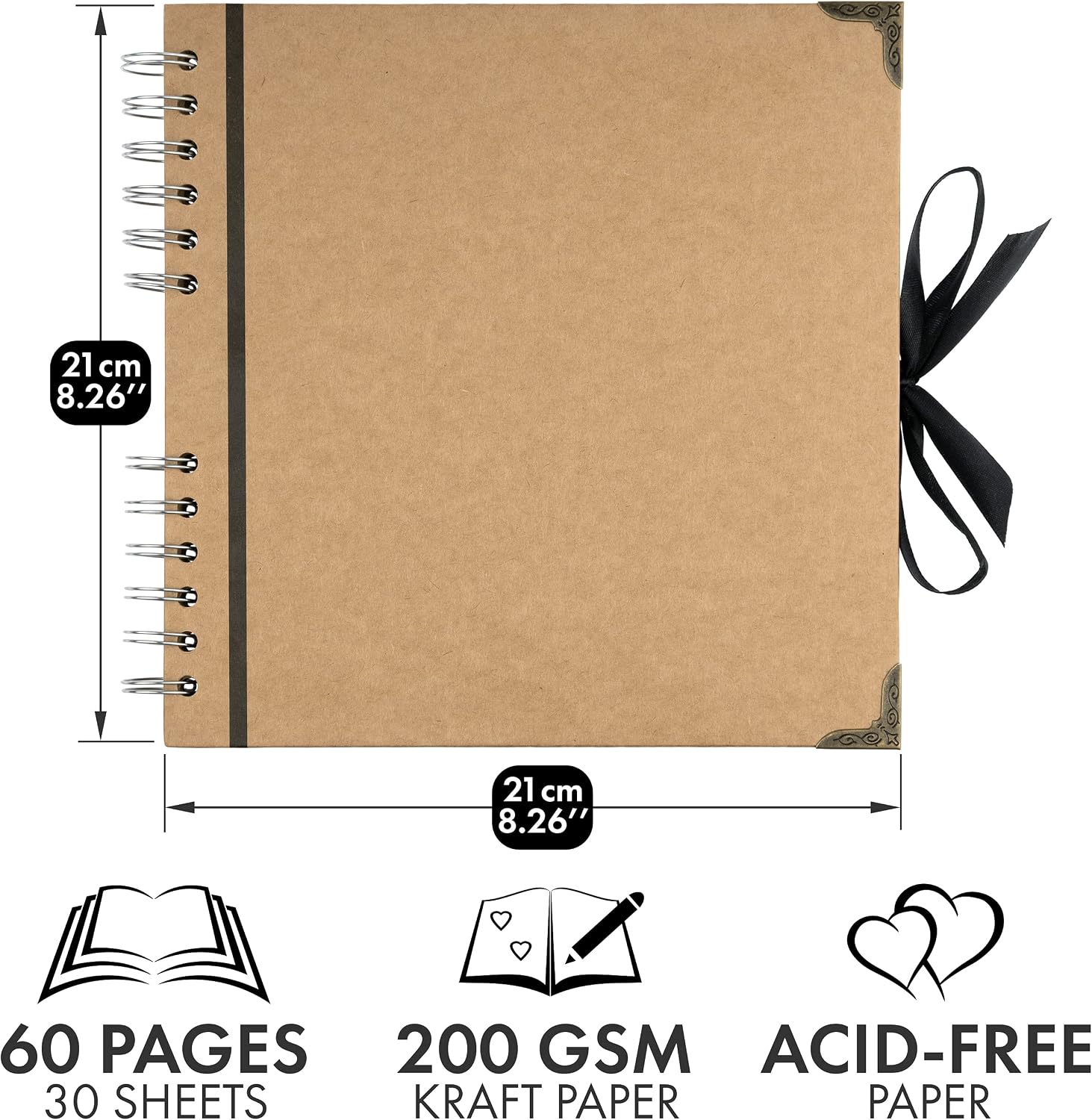 Bstorify Scrapbook Album 60 Pages (8 x 8 Inch) Brown Photo Album Scrap Book