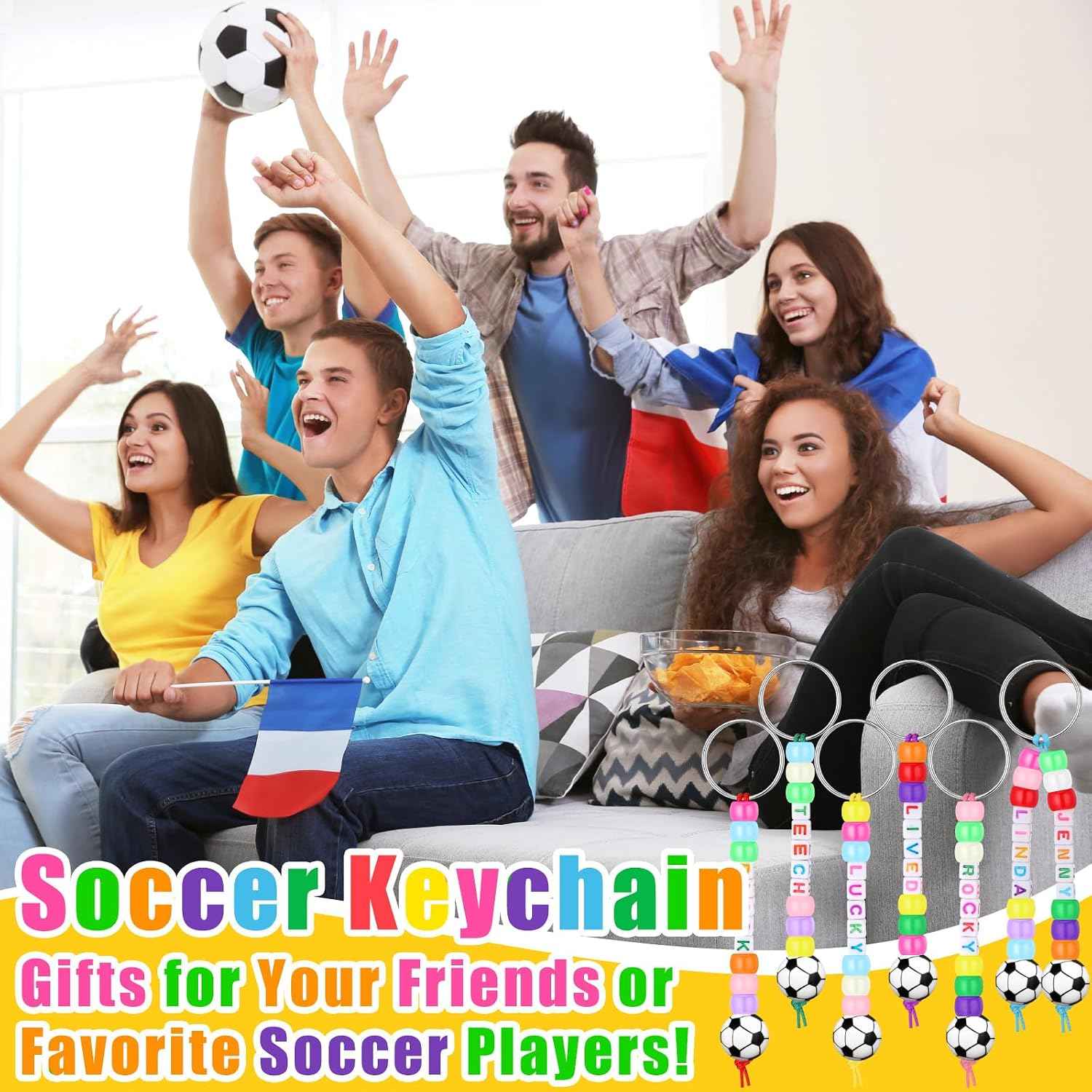 Landical 564 Pcs Soccer Keychain Making Kit DIY Name Bead Craft Fun Color
