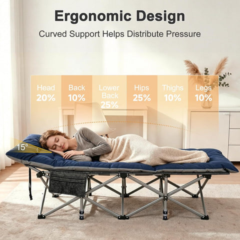 ABORON Camping Cot for Adults, 28 in Wide Folding Bed with Mattress