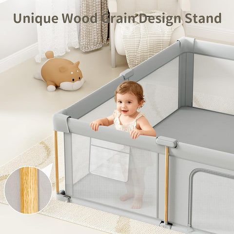 Foldable Baby Playpen with Mat, 50x50 Foldable Play Pen for Babies and Toddlers, Baby Playpen with Portable Design, Collapsible Play Yard for Fence Indoor and Outdoor