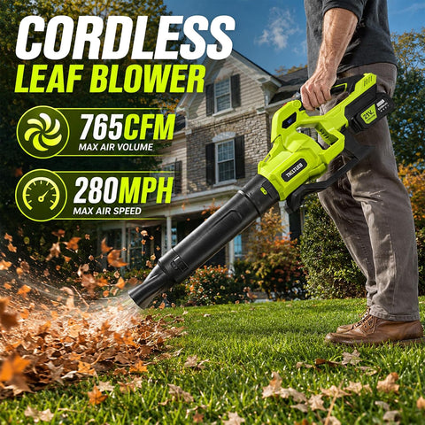 Leaf Blower, Handheld Electric Leaf Blower with 5 Speed Modes, Green