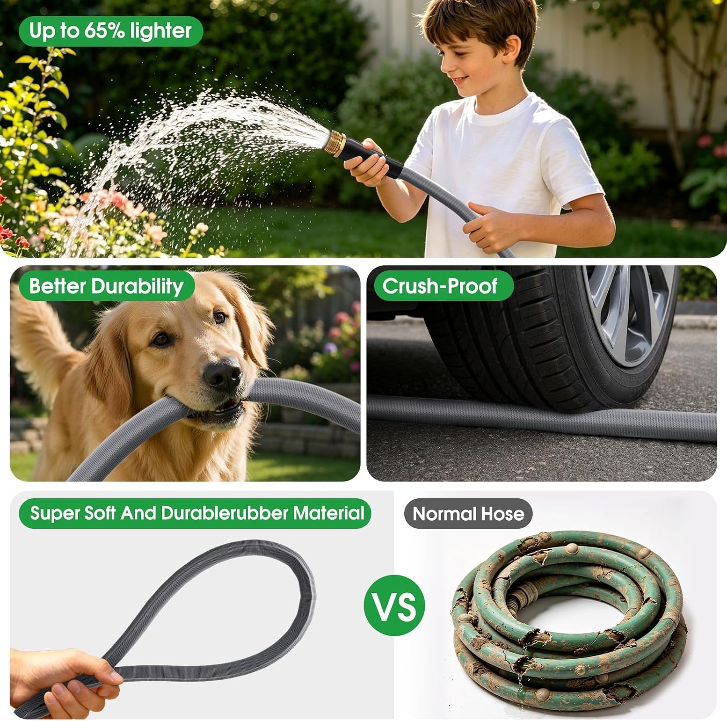 Garden Hose 25 FT, Non-Expanding Water Hose, Kink-Free