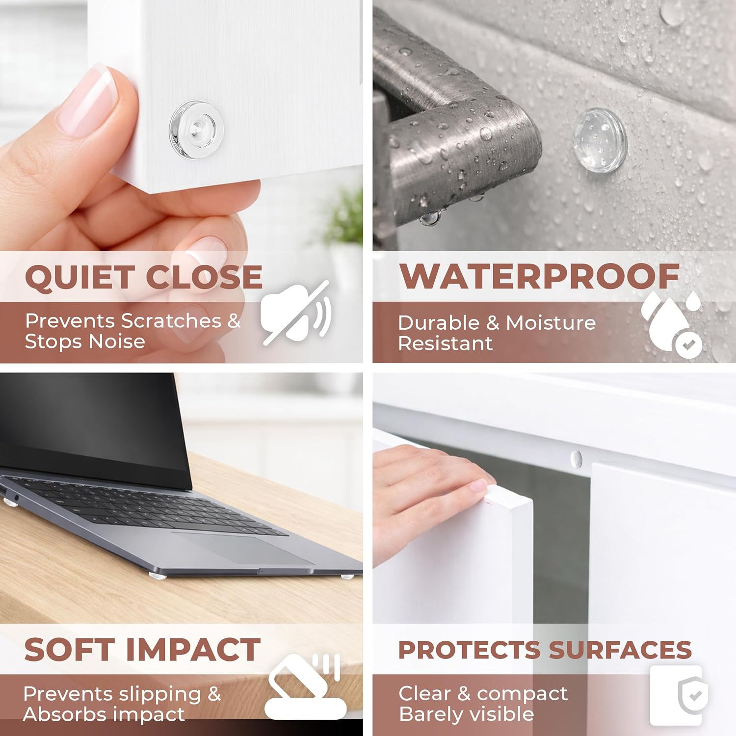 Cabinet Door Bumpers, 90 Pack, Clear Self-Adhesive Silicone Furniture Pads