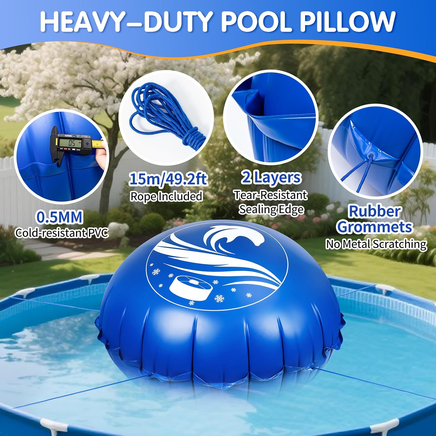 5 FT Pool Pillows for Above Ground Pools, Winter Pool Cover Pillow