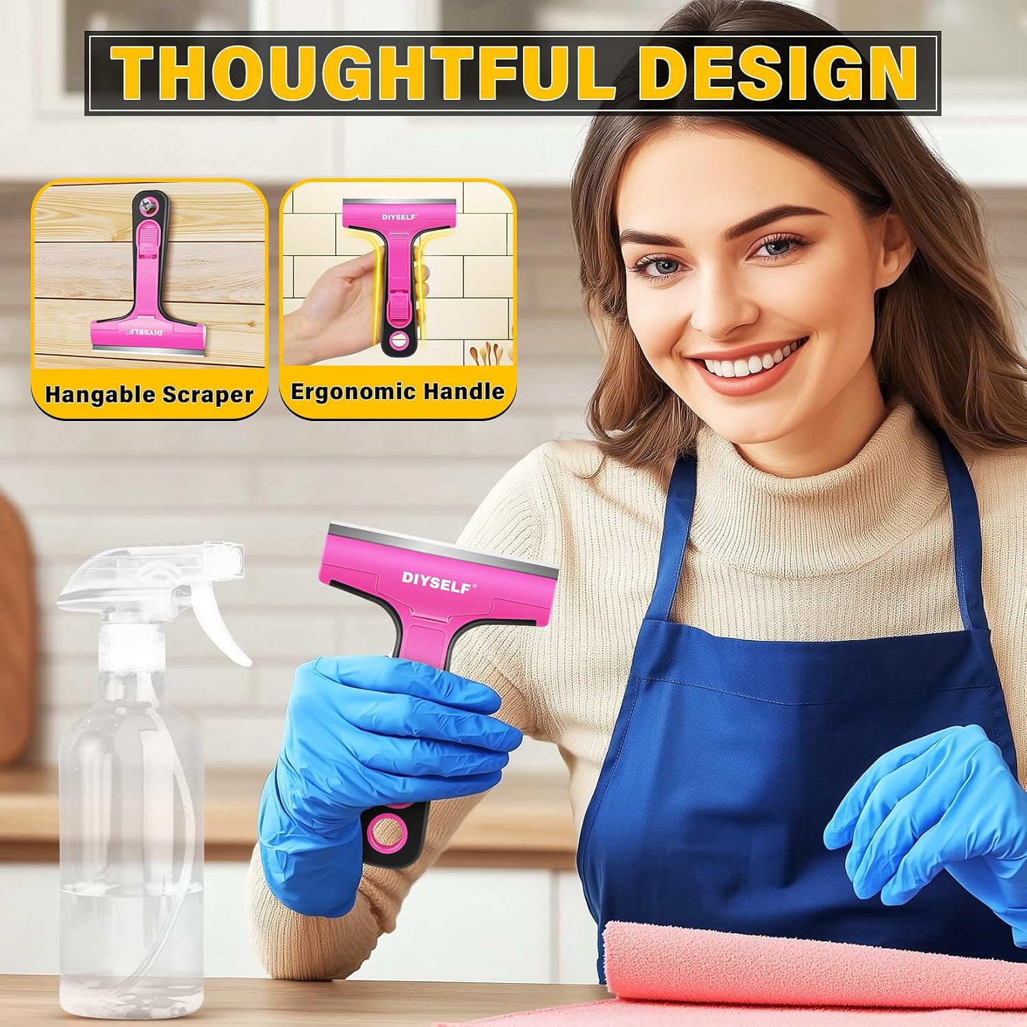 DIYSELF Window Scraper with 10 Extra 4" Razor Blades, Razor Scraper Tool