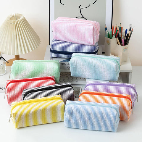Cute Pencil Case Capacity Pencil Pouch Aesthetic Pen Bag Office Stationery Organizer Simple Sturdy Multifunctional Cosmetic Pouch (Light blue)