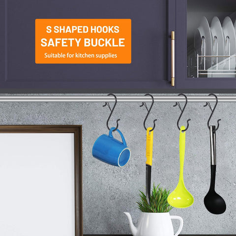 12 Pack 5 Inch S Hooks for Hanging, Heavy Duty S Hooks with Safety Buckle