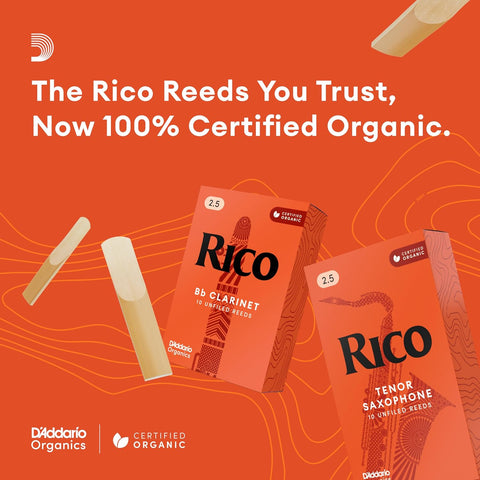 Rico Organic Bb Clarinet Reeds, Strength 4.0, 10 Pack