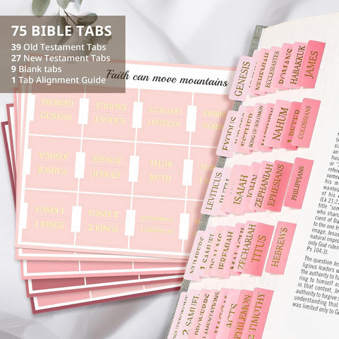 Taja Bible Tabs, 75 Large Print Index Tabs for Women & Men