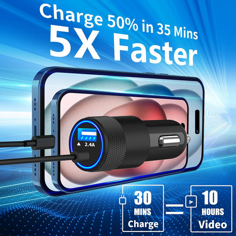 Apple MFi Certified iPhone 17 Car Charger Fast Charging, USB C Car Charger