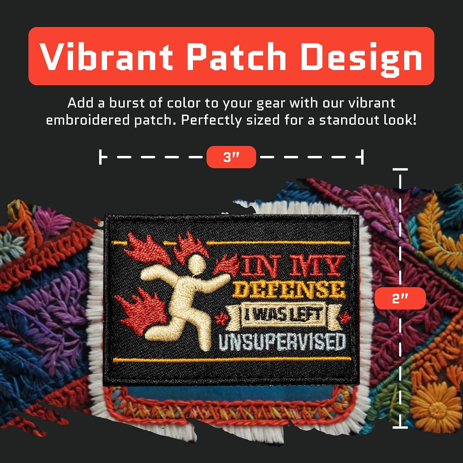 In My Defense I was Left Unsupervised Embroidery Patch - Funny Embroidered Patches, Military Tactical Morale Patch with Hook and Loop Fastener, Cute Patches for Backpacks, Jeans, Jackets, Vests & More