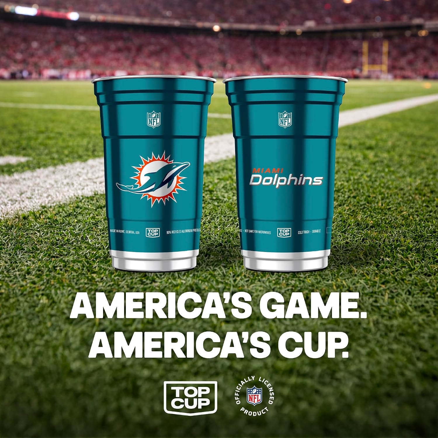 Top Cup NFL Miami Dolphins Aluminum Party Cups, 20oz, 20 Count