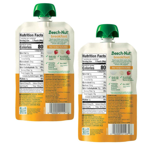 Beech-Nut Toddler Breakfast Food Pouches Variety Pack, 18 Pouches