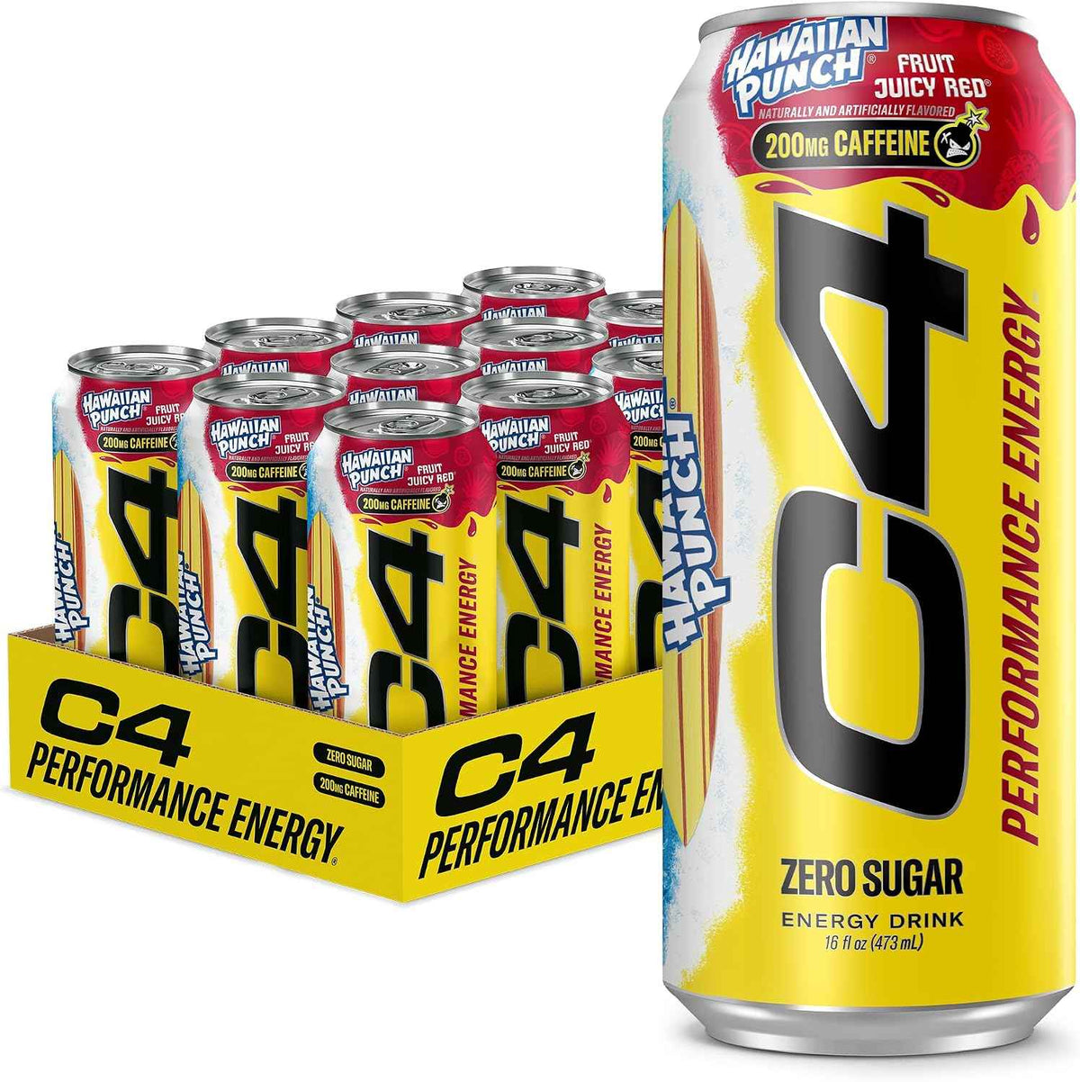 C4 Performance Energy Drink with Zero Sugar, 200mg Caffeine, 16 Fl Oz 12pk