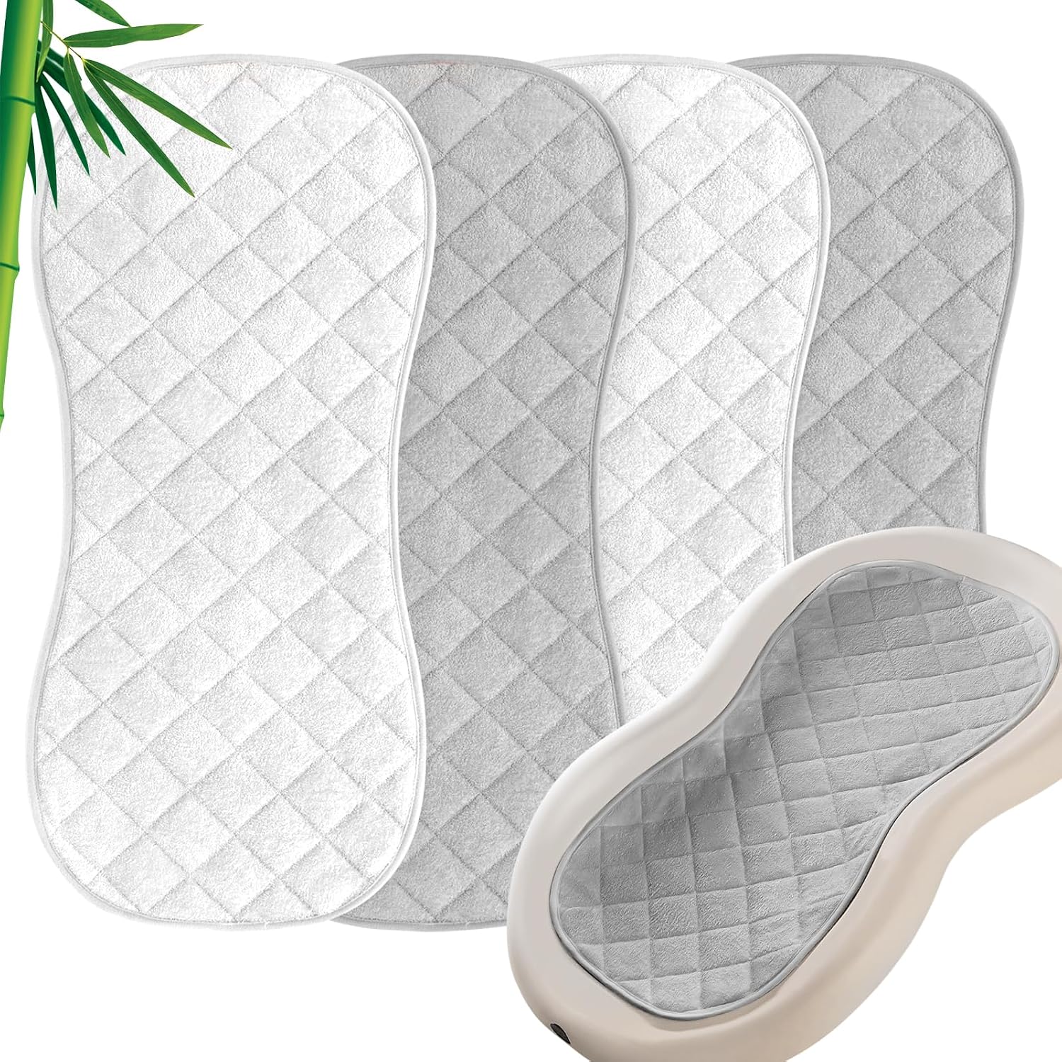 Quilted Thicker Changing Pad Liners White and Grey, 4 Pack
