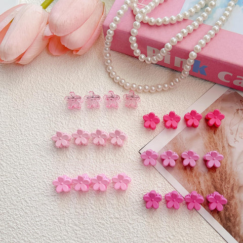 EleMirsa 96pcs Baby Girl Hair Clips - 24 Multicolors Mini Flower Claw Clips in Organizer Box