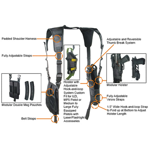 UTG LE Grade Vertical Shoulder Holster, Black