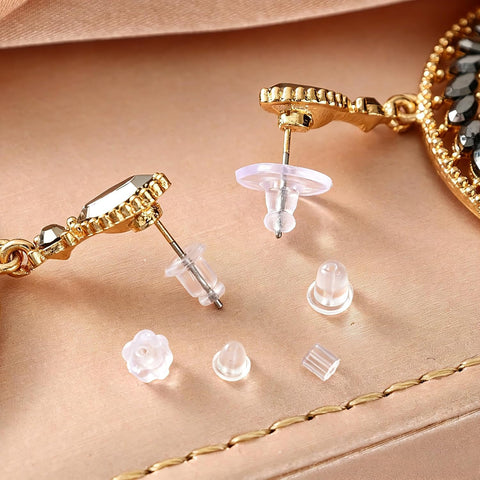 Nkwuire 6 Styles 600Pcs Silicone Earring Backs, Clear Soft Plastic Rubber Earring Backings Clutch Stoppers Replacement Kit for Studs Hoops Fish Hook Earrings