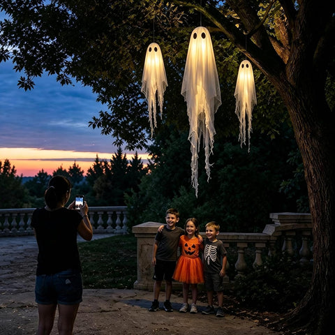 3 Packs Halloween Decorations Outdoor - Hanging Ghost Decor for Porch Yard