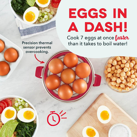 Dash Rapid Egg Cooker, 7 Hard Boiled Eggs, Red