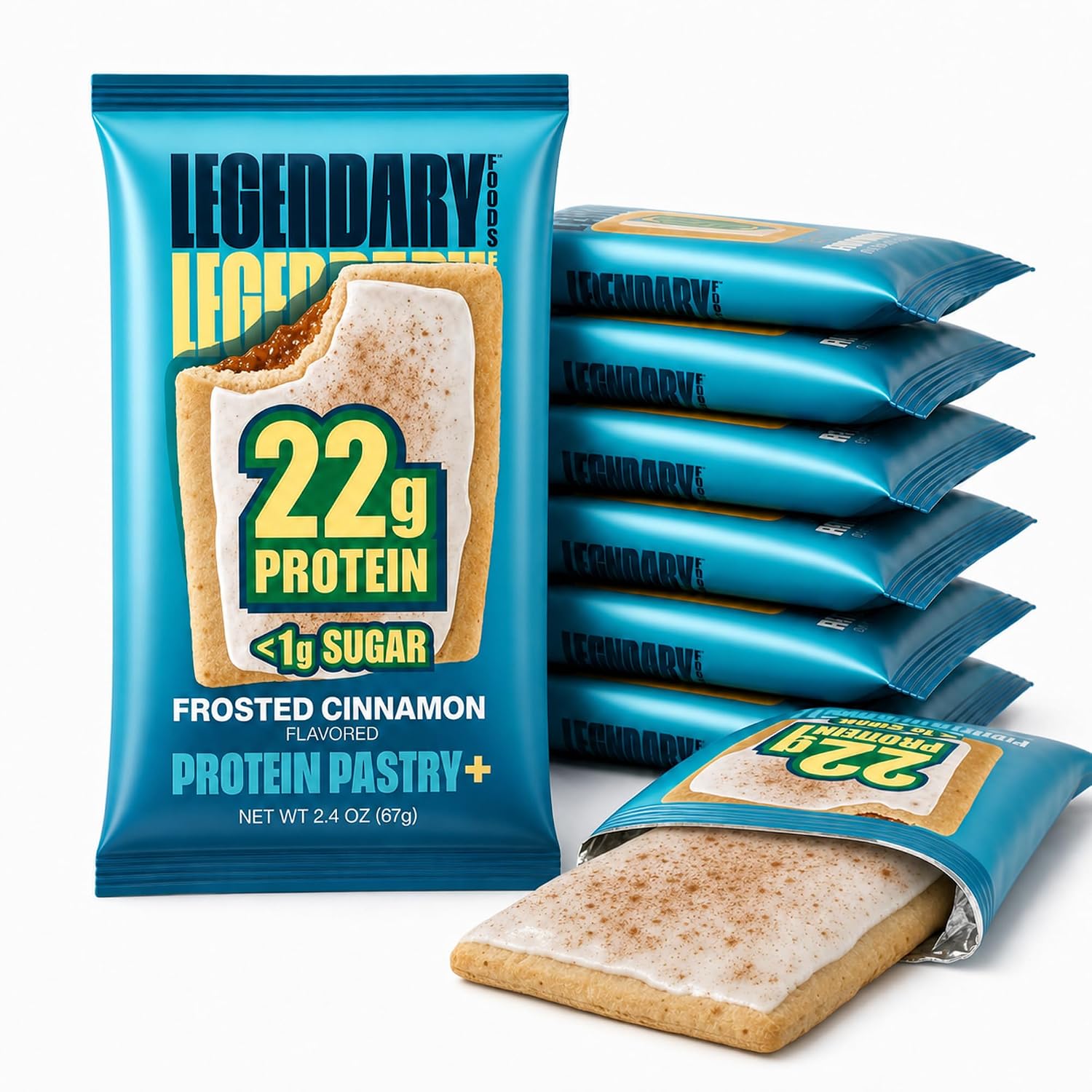 Legendary Foods Frosted Cinnamon Protein Pastry, 22g Protein, 8 Count
