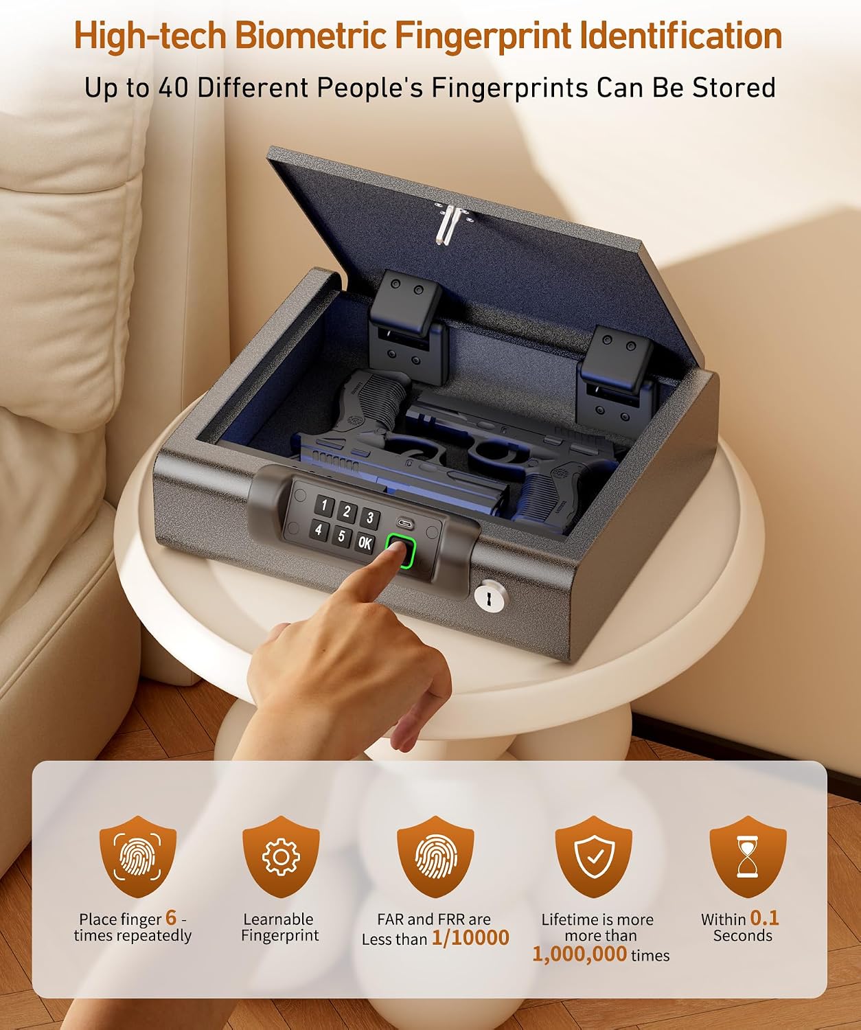 BILLCONCH Gun Safe,Biometric Fingerprint Gun Safe for Handgun Pistol Safes