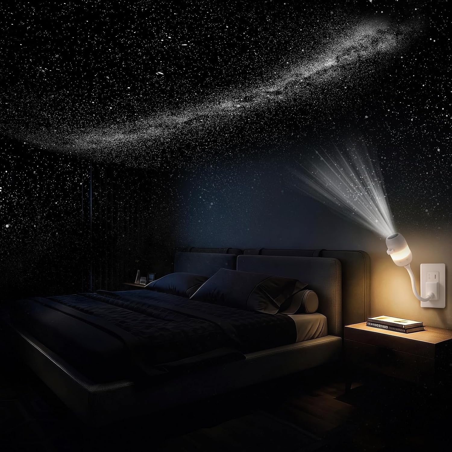 2 in 1 Galaxy Projector Night Light, Plug and Play HD Star Projector