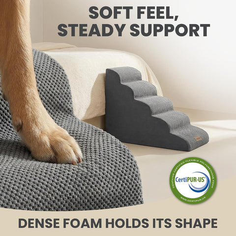 Miorun Dog Stairs for High Beds, 24.5" Foam Pet Ramp Step for Small Dogs