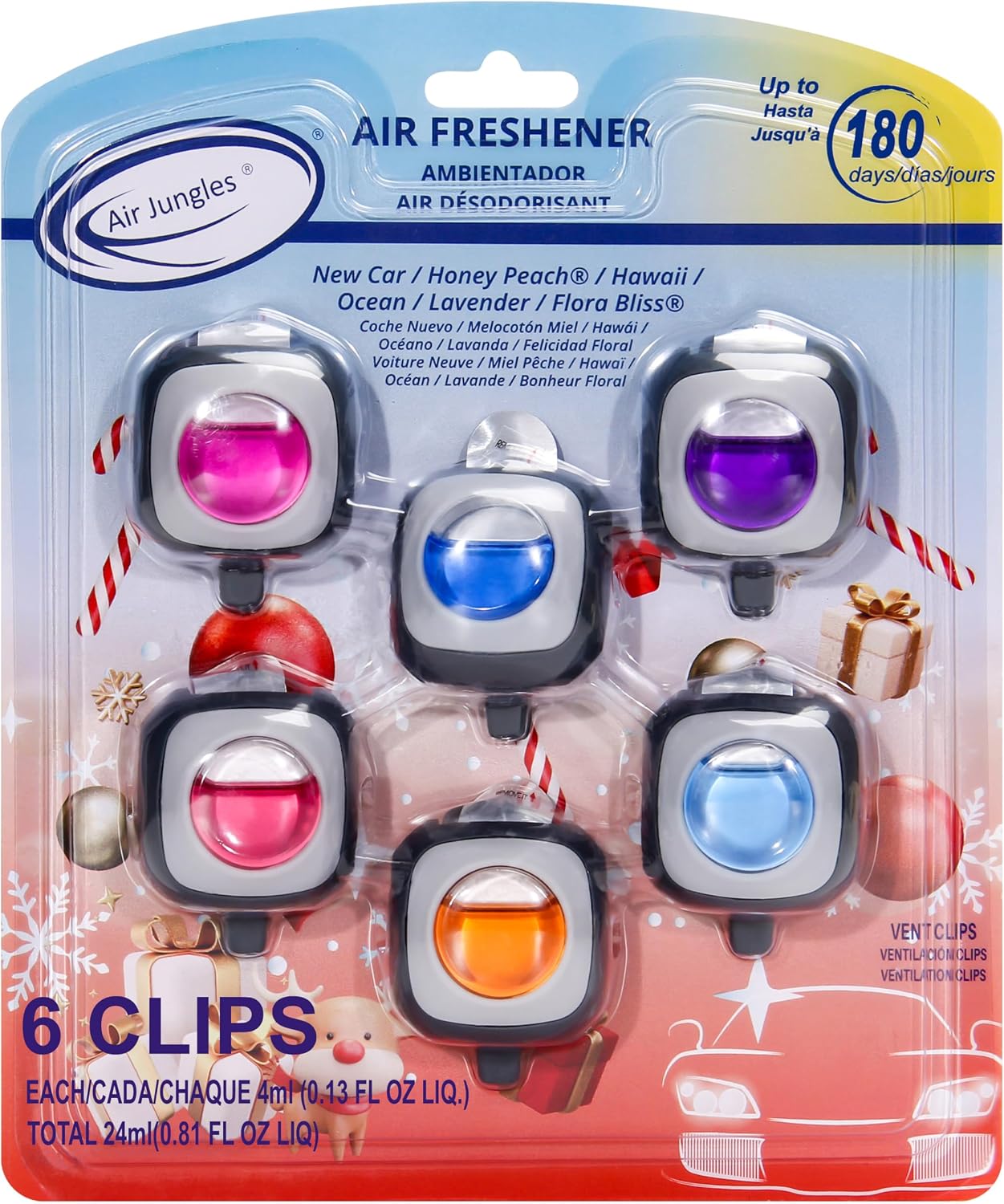 Air Jungles Car Air Fresheners Clip 6 Ct, Variety Pack Vent Clips