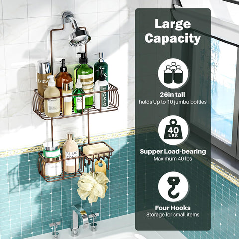 Epicano Shower Caddy Hanging Over Head, Bronze
