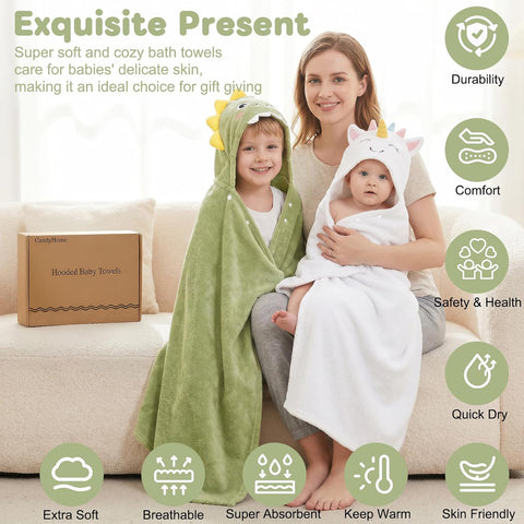 8 PCS Toddler Towels Set for Boy Girl 0-5 Year Essentials (Green & White)