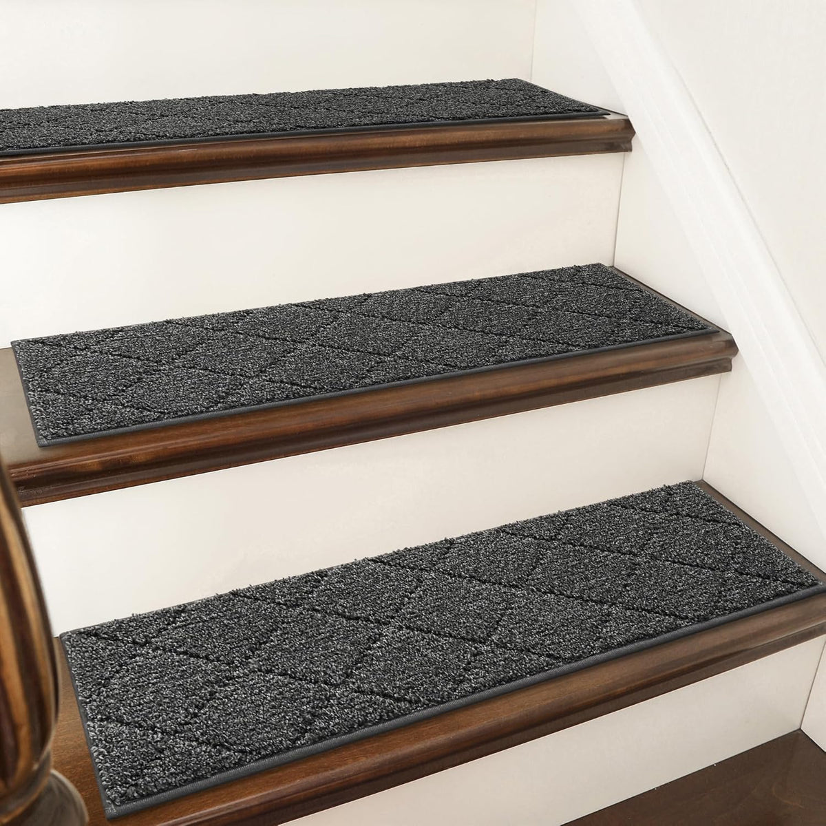 COSY HOMEER Edging Stair Treads Non-Slip Carpet Mat 28inX9in,15pc,Black