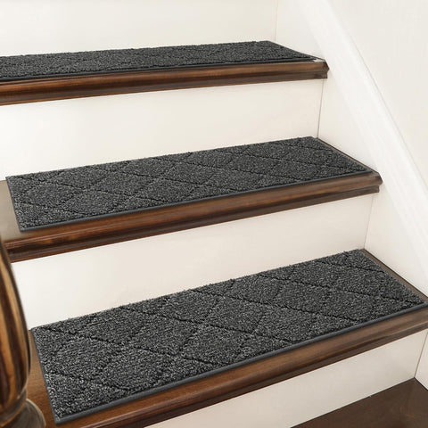 COSY HOMEER Edging Stair Treads Non-Slip Carpet Mat 28inX9in,15pc,Black