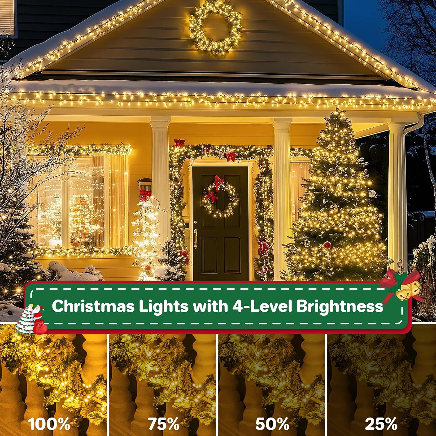 Christmas Lights Plug-in 52FT 800LEDs Cluster String Lights Indoor Outdoor