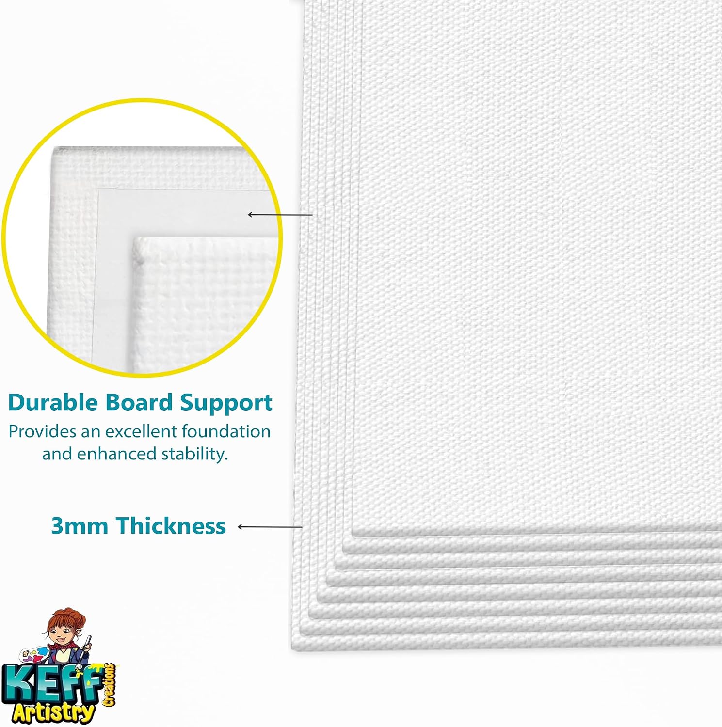 KEFF 12-Pack Bulk Canvas Boards, 9x12 Canvas for Acrylic, Oil, Watercolor, Tempera - 100% Cotton Primed Painting Canvas