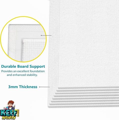 KEFF 12-Pack Bulk Canvas Boards, 9x12 Canvas for Acrylic, Oil, Watercolor, Tempera - 100% Cotton Primed Painting Canvas