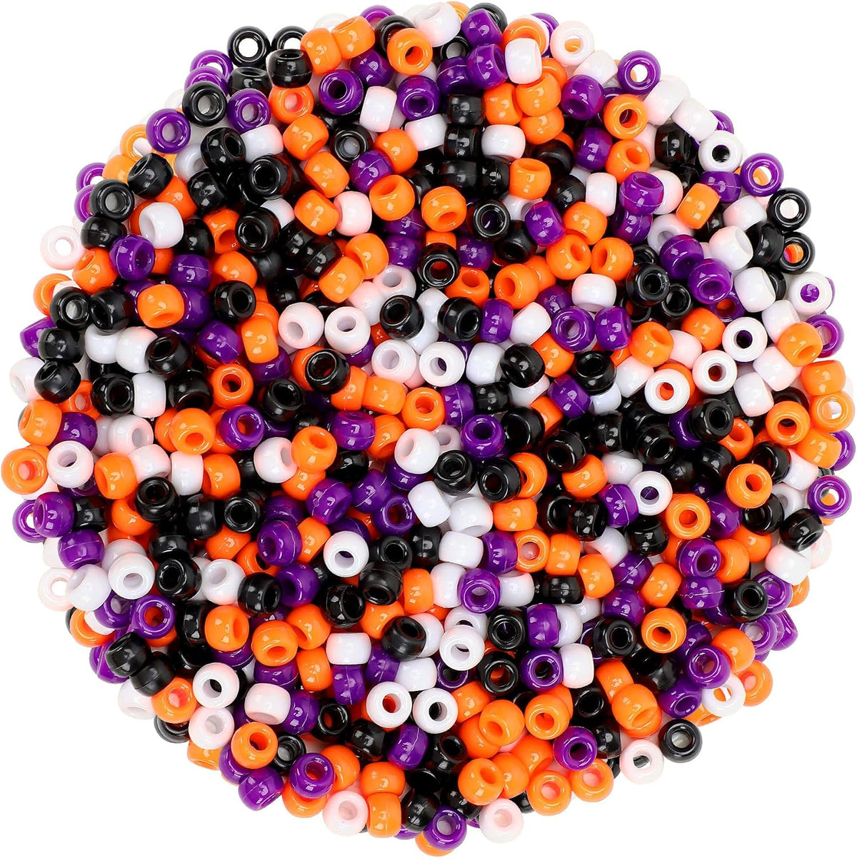 UPINS 1200Pcs Halloween Pony Beads Orange Purple Black White Bracelet Set