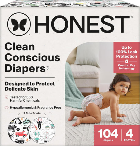 The Honest Company Daytime Diapers, Barnyard Babies, Size 4, 23 Count
