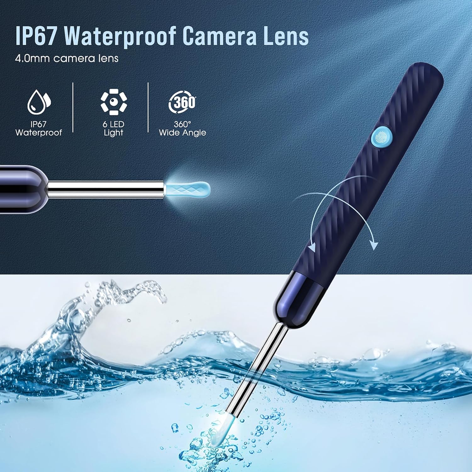 LEIPUT Ear Wax Removal - Earwax Remover Tool with 7 Pcs Ear Set - Ear Canal Cleaner with 1080P Camera - FSA HSA Eligible - Ear Cleaning Kit with 6 Ear Spoon - Ear Camera for iOS & Android (Blue)