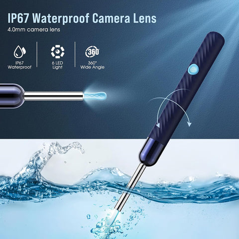 LEIPUT Ear Wax Removal - Earwax Remover Tool with 7 Pcs Ear Set - Ear Canal Cleaner with 1080P Camera - FSA HSA Eligible - Ear Cleaning Kit with 6 Ear Spoon - Ear Camera for iOS & Android (Blue)