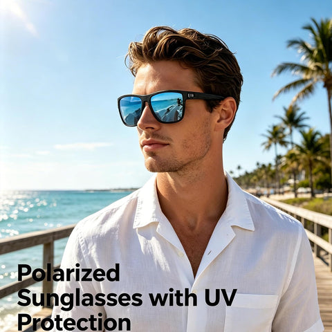 Fanshen Square Polarized Sunglasses for Men, 3 Pack Lightweight UV Protection Sun Glasses for Driving Fishing Golf