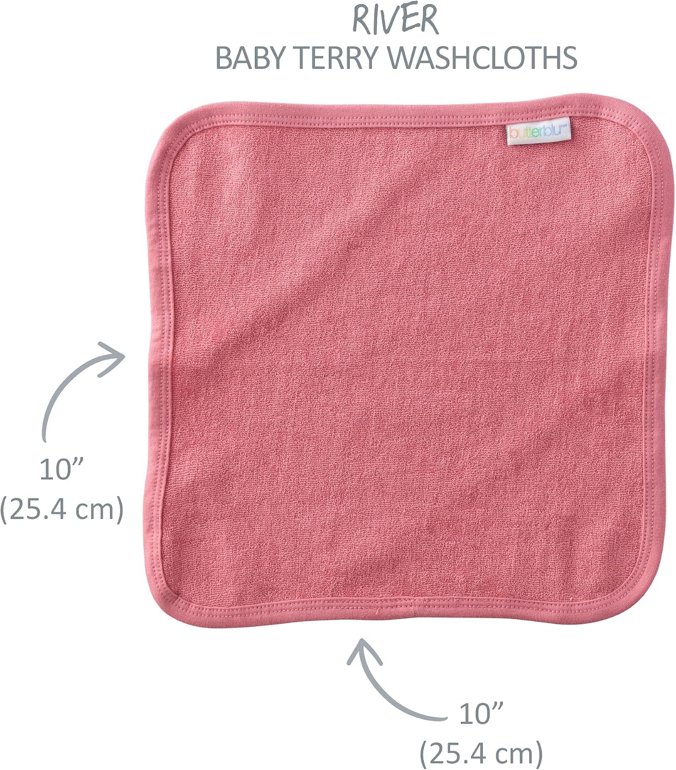 Butterblu River 10-Pack Baby Terry Washcloths 100% Organic Cotton Absorbent for Baby and Toddler Boys & Girls, Sunny Pink Rainbow, One Size