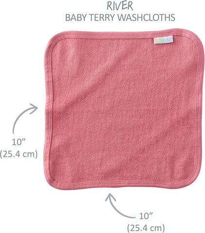 Butterblu River 10-Pack Baby Terry Washcloths 100% Organic Cotton Absorbent for Baby and Toddler Boys & Girls, Sunny Pink Rainbow, One Size