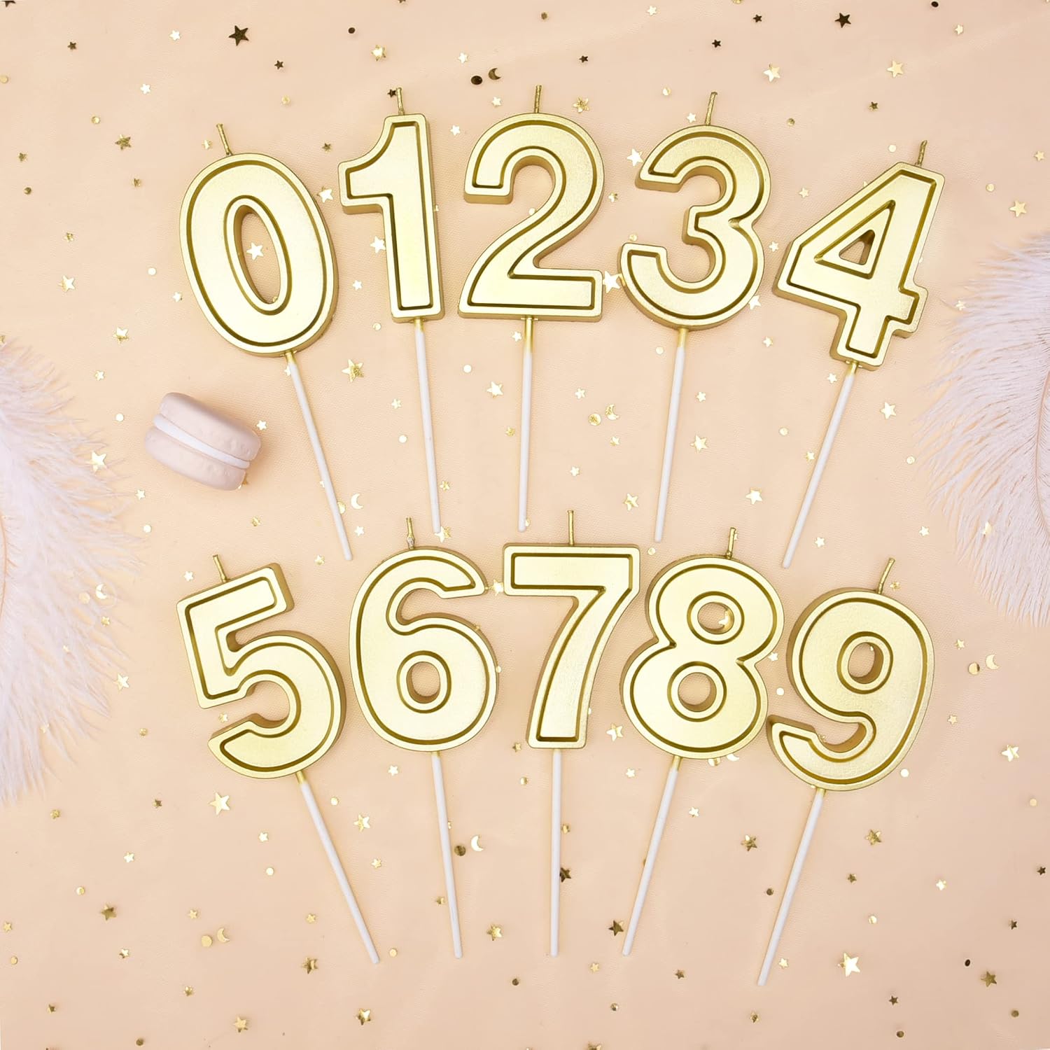 PHD CAKE 2.76 Inch Luxe Gold 9 Number Birthday Candles, Gold Number Candle, Cake Number Candles, Party Celebration